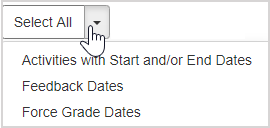 Cursor clicks down arrow next to Select all button at top left of Class Schedule to show the three options.